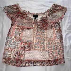 A. Byer Women's Patchwork Floral Blouse Size Large